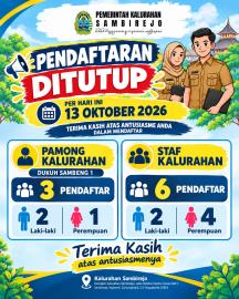 Pendaftaran Bakal Calon Dukuh Sambeng I dan Bakal Calon Staf Pamong Resmi Ditutup!!
